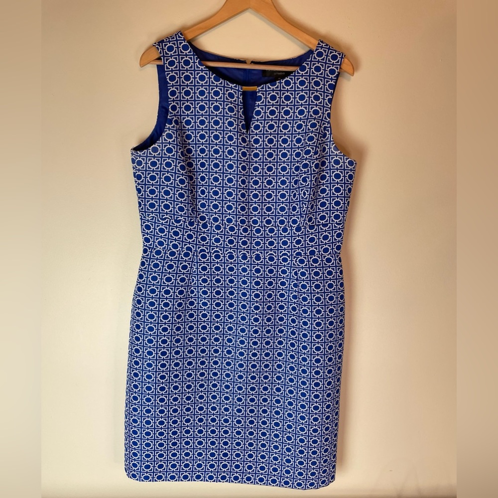 EUC Blue & White Tahari-Levine Dress—Size 14